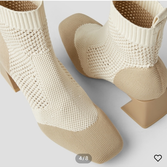 VIVAIA Square-Toe Perforated Heeled Boots(Melissa) In Cream Ivory. Size 7 - Picture 13 of 15